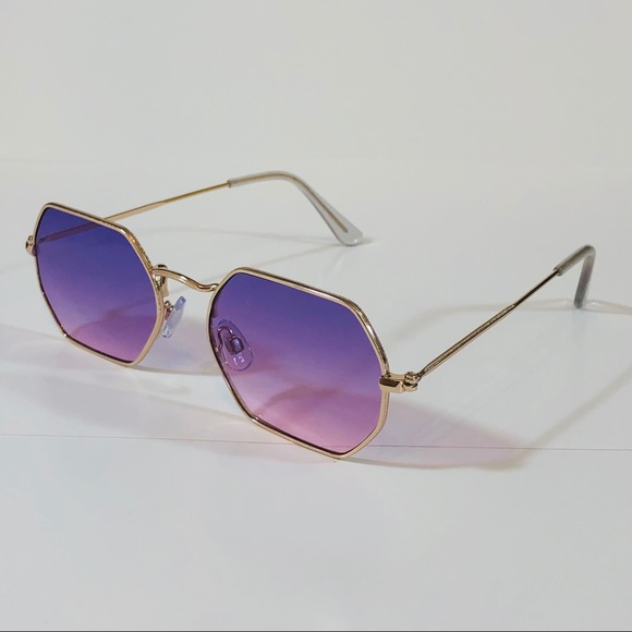 Purple/Pink Hexagon Sunglasses - Picture 3 of 4